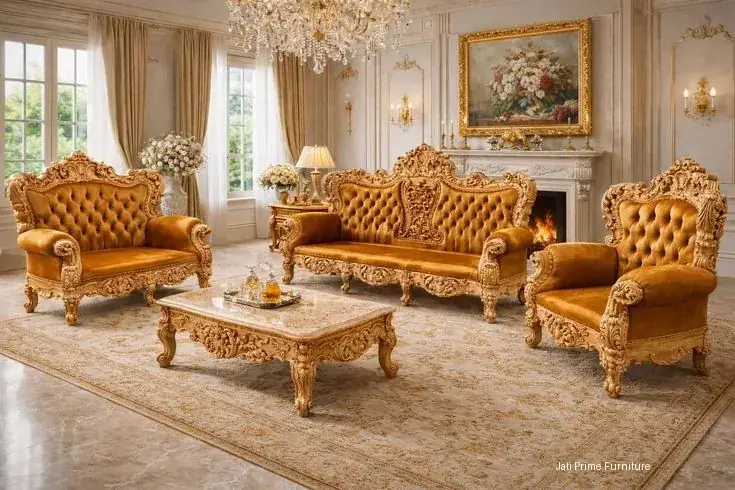 Sofa Model Mewah Jati Dengan Ukiran